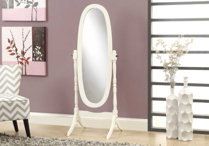 MIRROR - 59"H / ANTIQUE WHITE OVAL WOOD FRAME