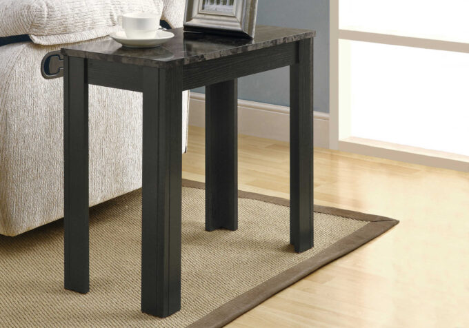 ACCENT TABLE - BLACK / GREY MARBLE