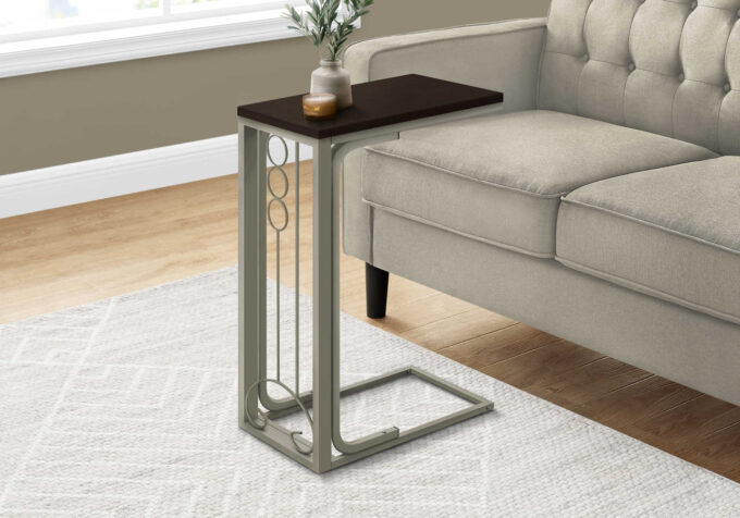 ACCENT TABLE - ESPRESSO TOP / CHAMPAGNE METAL