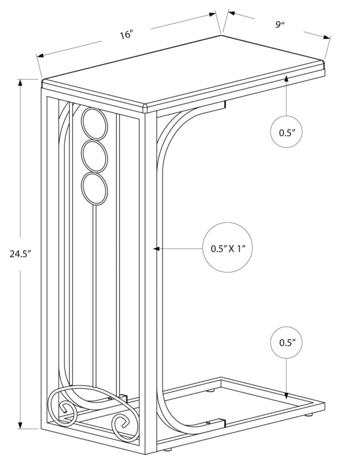 ACCENT TABLE - BLACK TOP / SILVER METAL - Image 5