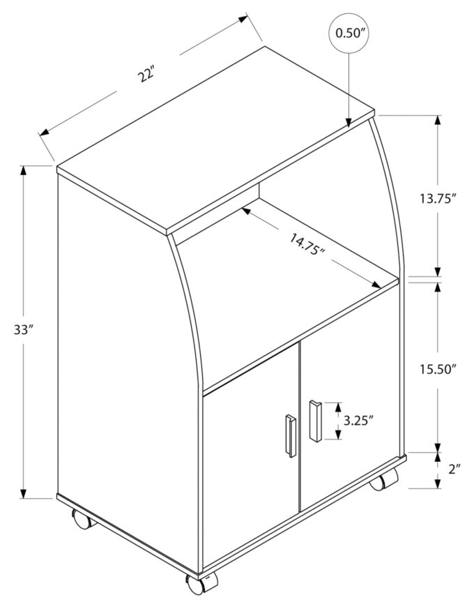 KITCHEN CART - 33"H / WHITE ON CASTORS - Image 4