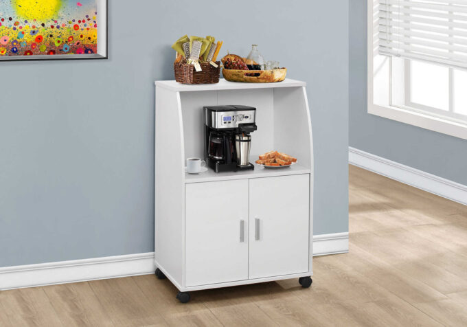 KITCHEN CART - 33"H / WHITE ON CASTORS