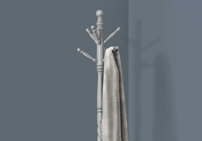 COAT RACK - 72"H / GREY WOOD TRADITIONAL STYLE - Image 3