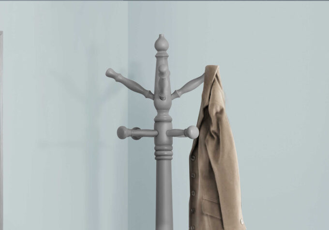 COAT RACK - 73"H / GREY WOOD TRADITIONAL STYLE - Image 3