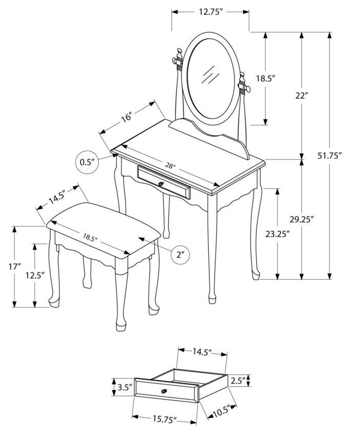 VANITY SET - 2PCS SET / GREY - Image 4