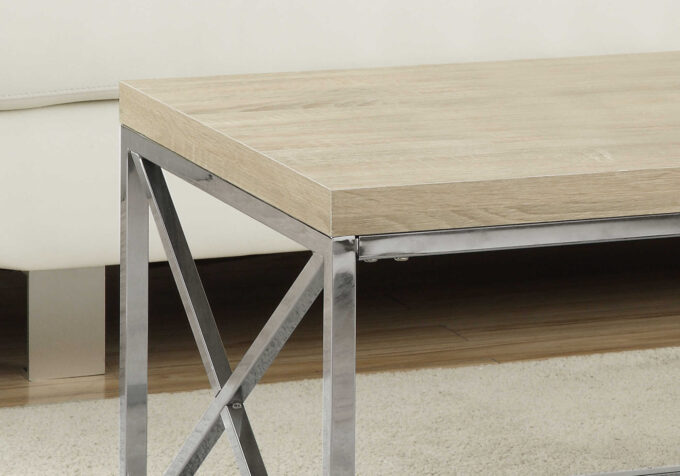 COFFEE TABLE - NATURAL WITH CHROME METAL - Image 2