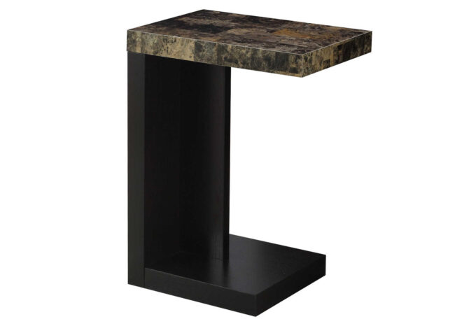 ACCENT TABLE - ESPRESSO / MARBLE-LOOK TOP - Image 2