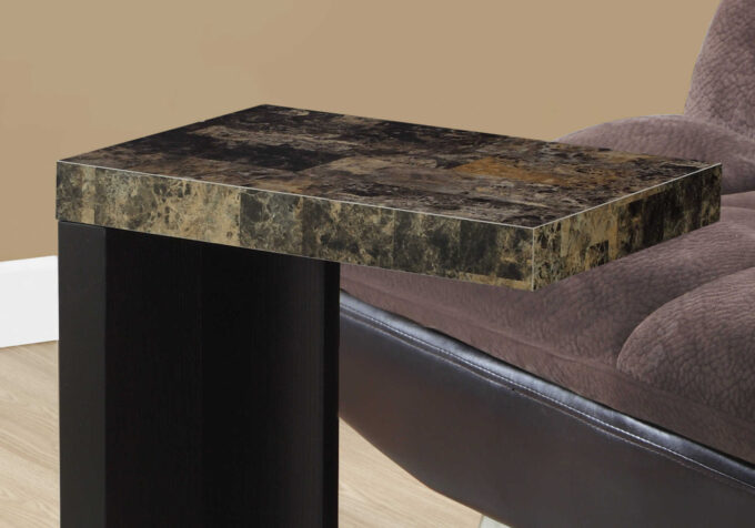 ACCENT TABLE - ESPRESSO / MARBLE-LOOK TOP - Image 4