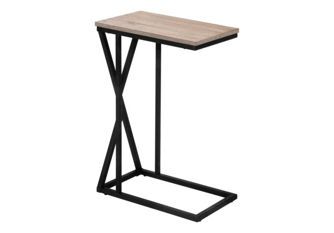 ACCENT TABLE - 25"H / DARK TAUPE / BLACK METAL - Image 2