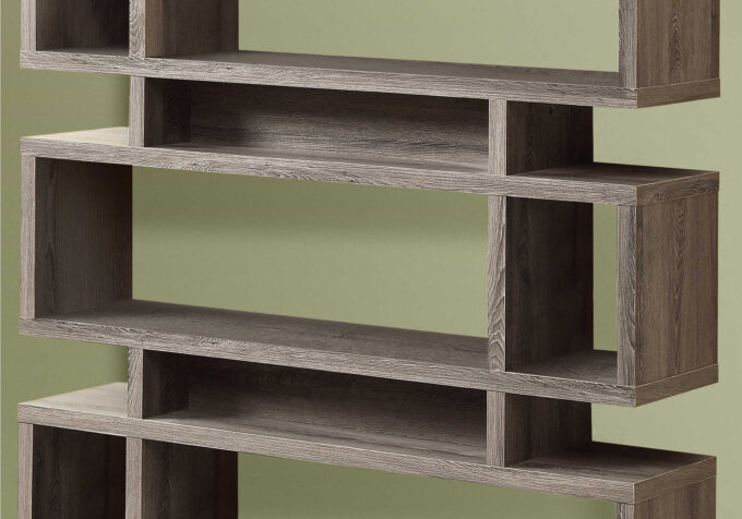 BOOKCASE - 55"H / DARK TAUPE MODERN STYLE - Image 2