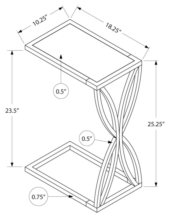 ACCENT TABLE - 25"H / WHITE MARBLE-LOOK / BLACK METAL - Image 5