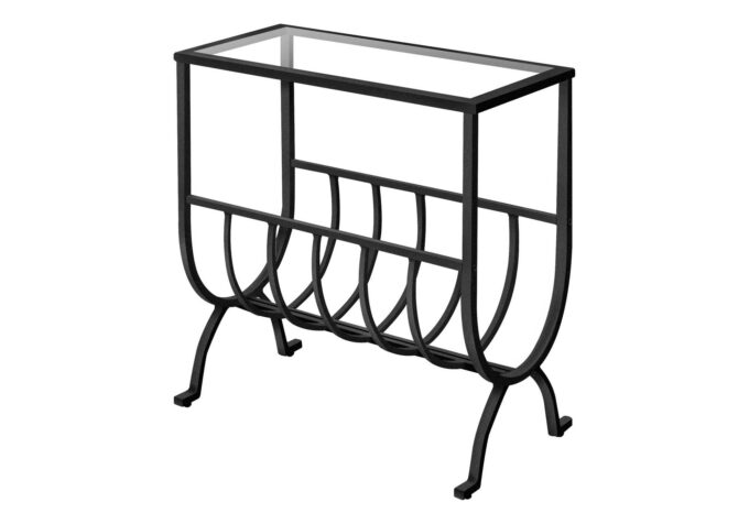 ACCENT TABLE - BLACK METAL WITH TEMPERED GLASS - Image 2