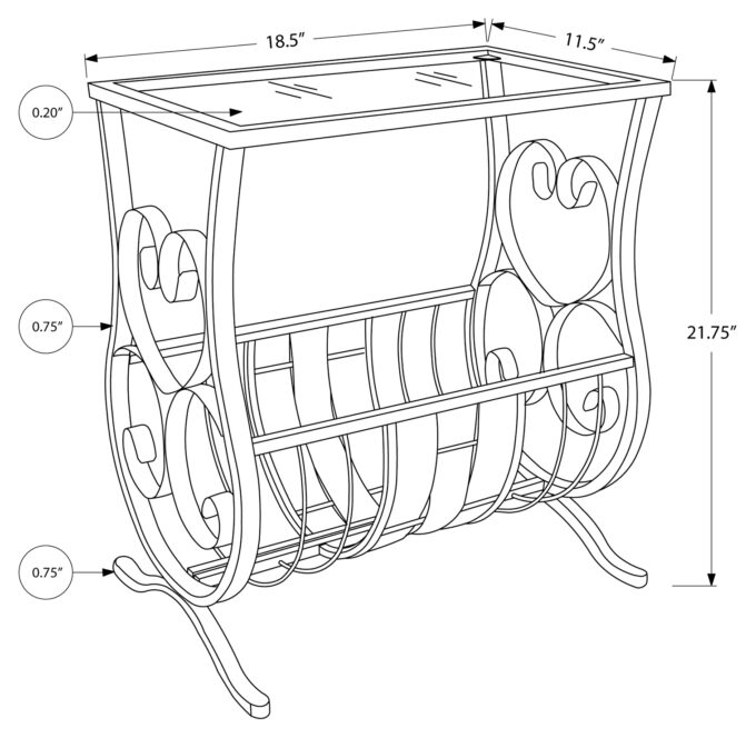 ACCENT TABLE - ANTIQUE WHITE METAL WITH TEMPERED GLASS - Image 5