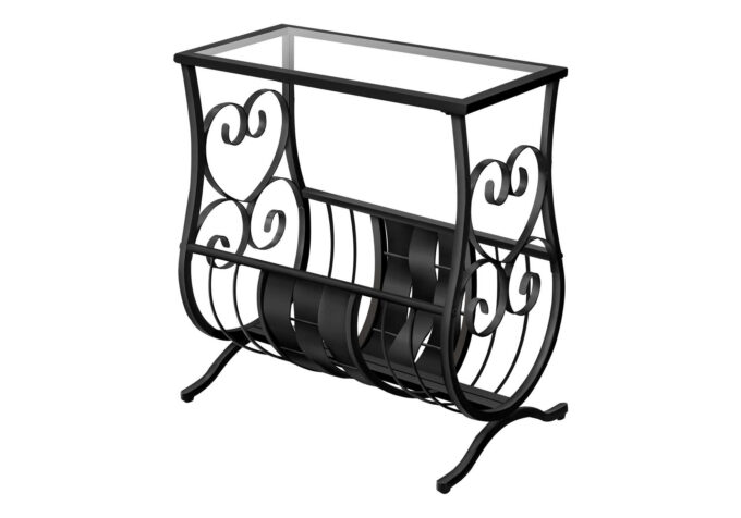 ACCENT TABLE - SATIN BLACK METAL WITH TEMPERED GLASS - Image 2