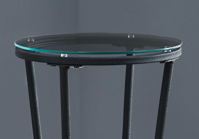 ACCENT TABLE - HAMMERED BLACK METAL WITH TEMPERED GLASS - Image 3