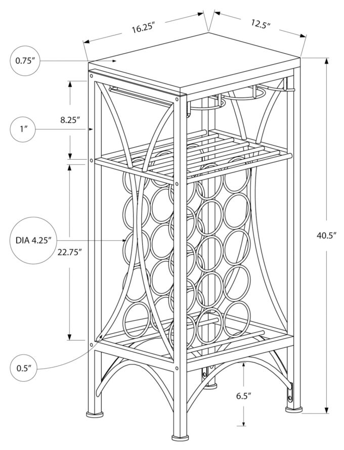 HOME BAR - 40"H / BLACK METAL WINE BOTTLE AND GLASS RACK - Image 4