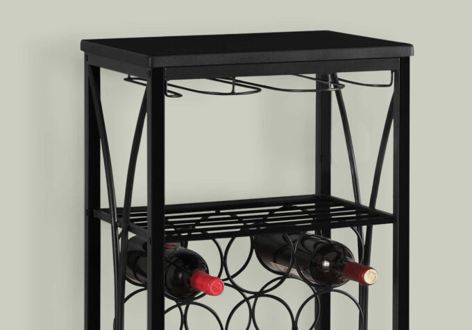 HOME BAR - 40"H / BLACK METAL WINE BOTTLE AND GLASS RACK - Image 3