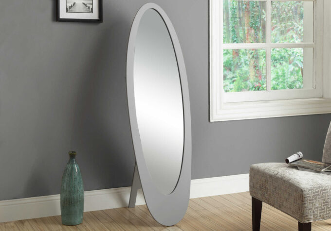 MIRROR - 59"H / GREY CONTEMPORARY OVAL FRAME