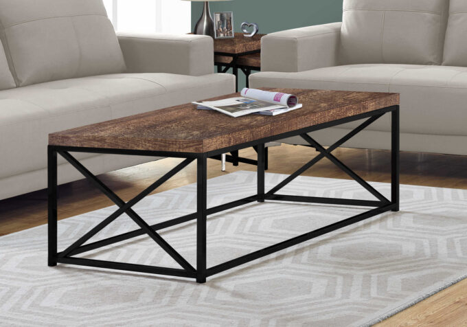 COFFEE TABLE - BROWN RECLAIMED WOOD-LOOK / BLACK METAL