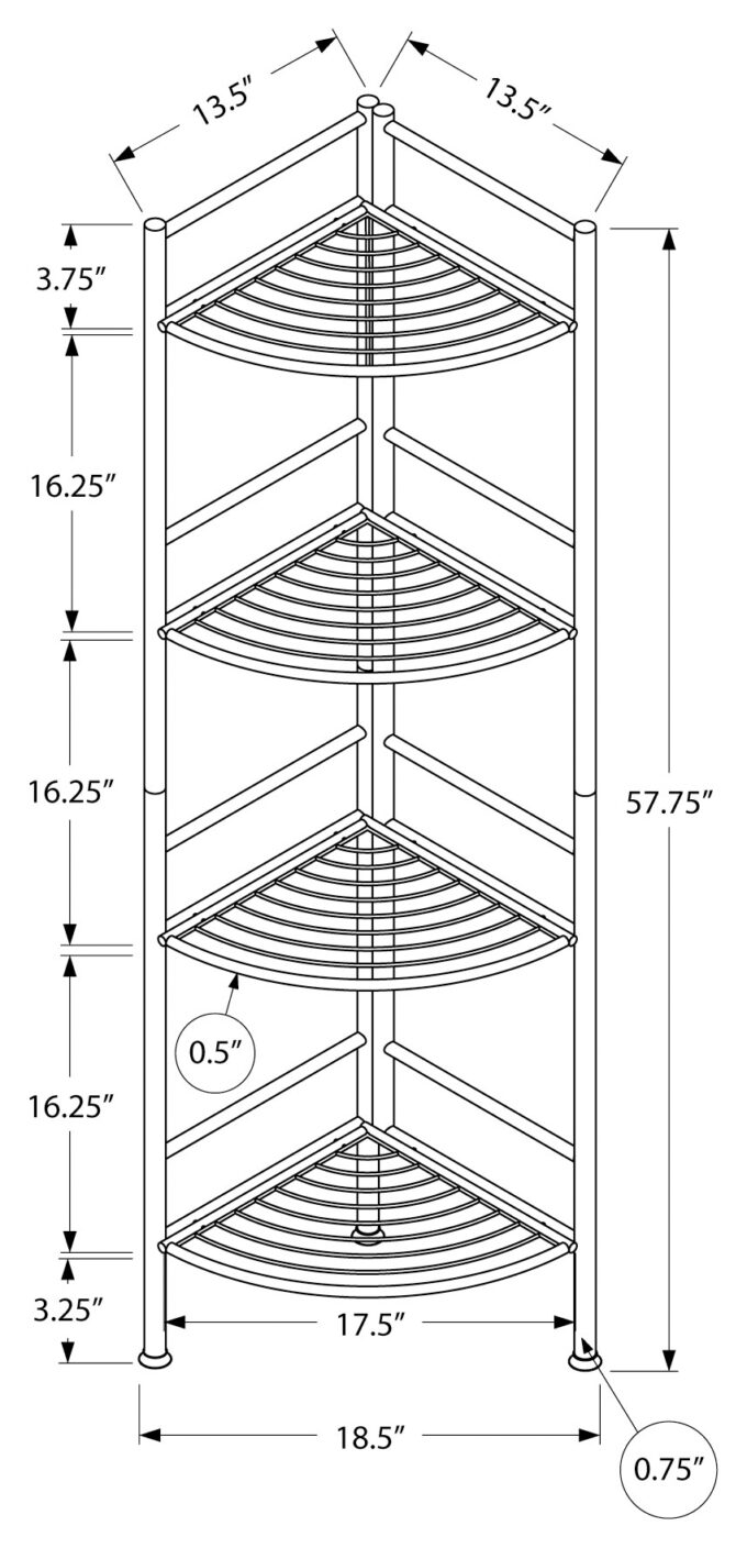 BOOKCASE - 58"H / BLACK METAL CORNER ETAGERE - Image 5