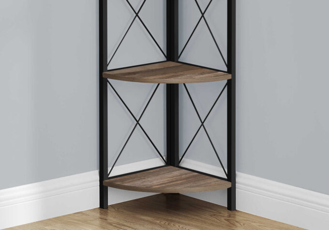 BOOKCASE - 60"H / BROWN RECLAIMED / BLACK METAL CORNER - Image 4