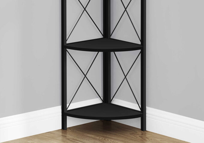 BOOKCASE - 60"H / BLACK / BLACK METAL CORNER ETAGERE - Image 4