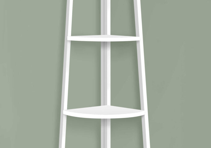 BOOKCASE - 60"H / WHITE / WHITE METAL CORNER ETAGERE - Image 4