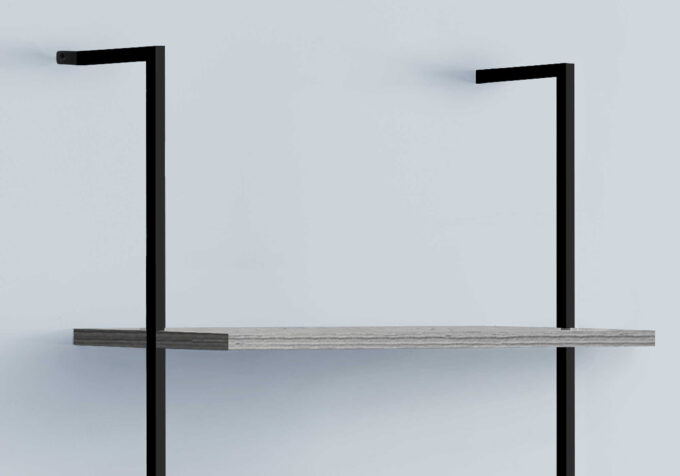 BOOKCASE - 72"H LADDER GREY / BLACK METAL - Image 3