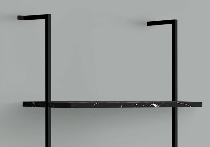 BOOKCASE - 72"H LADDER BLACK MARBLE / BLACK METAL - Image 3