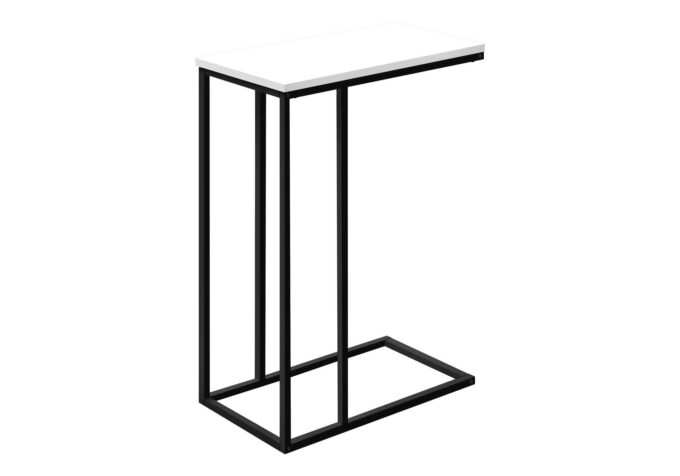 ACCENT TABLE - 25"H / WHITE / BLACK METAL - Image 2