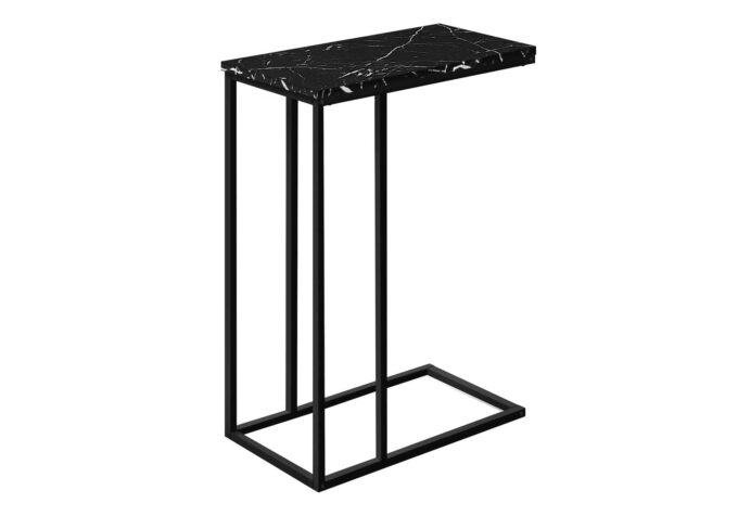 ACCENT TABLE - 25"H / BLACK MARBLE / BLACK METAL - Image 2