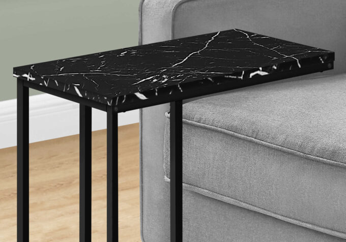 ACCENT TABLE - 25"H / BLACK MARBLE / BLACK METAL - Image 4