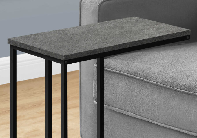 ACCENT TABLE - 25"H / GREY STONE-LOOK / BLACK METAL - Image 4