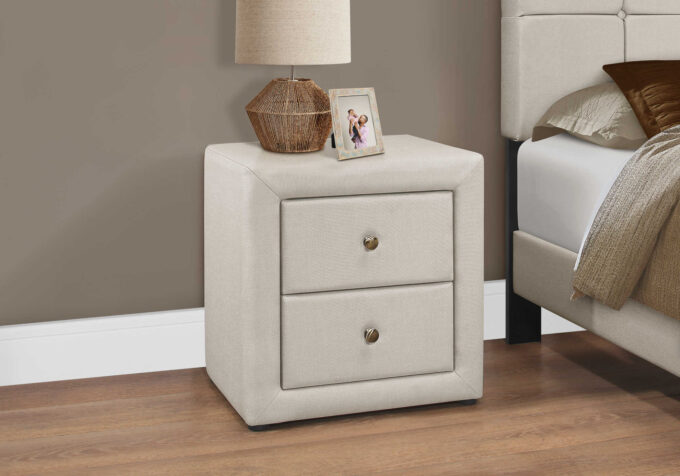 BEDROOM NIGHTSTAND - 21"H / BEIGE LINEN