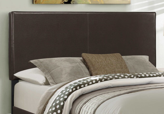 BED - QUEEN SIZE / DARK BROWN LEATHER-LOOK - Image 2