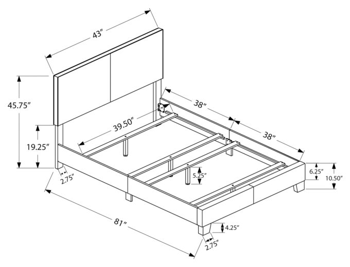 BED - TWIN SIZE / WHITE LEATHER-LOOK - Image 4