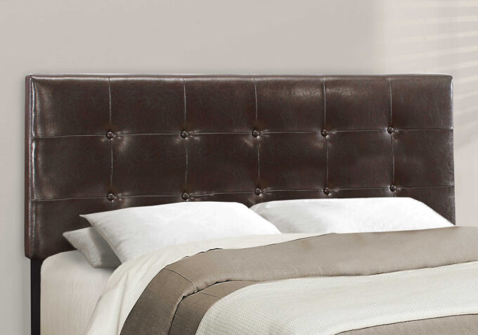 BED - QUEEN SIZE / DARK BROWN LEATHER-LOOK - Image 3