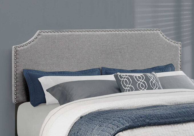 BED - QUEEN SIZE / GREY LINEN WITH CHROME TRIM - Image 2