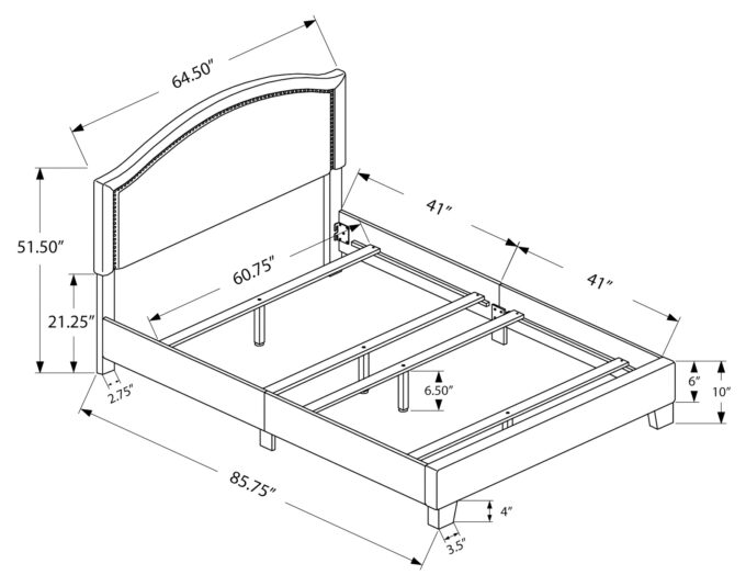 BED - QUEEN SIZE / GREY LINEN WITH CHROME TRIM - Image 4