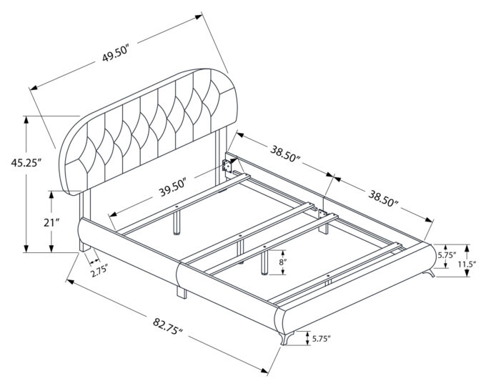 BED - TWIN SIZE / WHITE LEATHER-LOOK WITH CHROME LEGS - Image 4