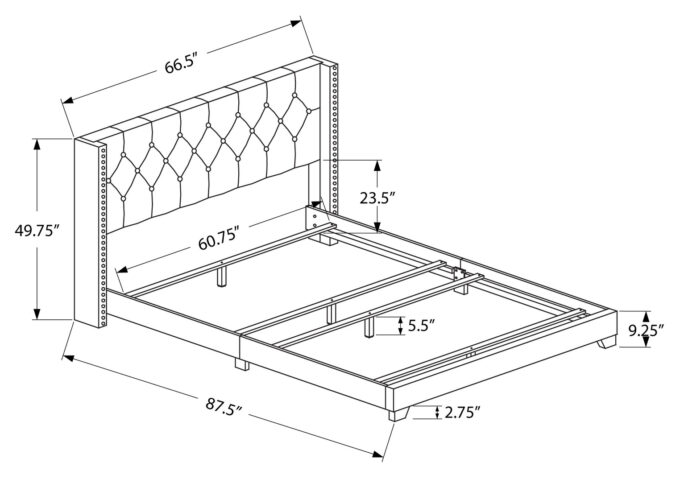 BED - QUEEN SIZE / GREY LINEN WITH CHROME TRIM - Image 4