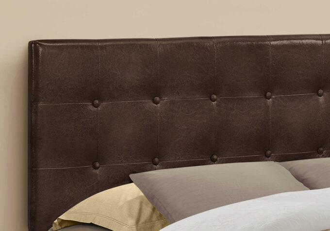 BED - QUEEN SIZE / BROWN LEATHER-LOOK HEADBOARD ONLY - Image 3