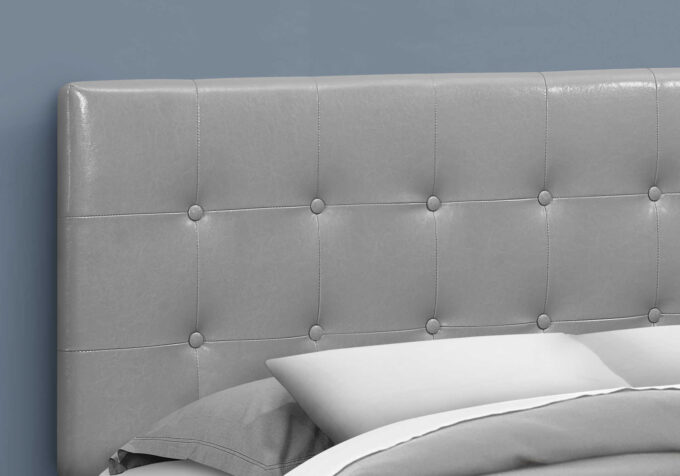 BED - QUEEN SIZE / GREY LEATHER-LOOK HEADBOARD ONLY - Image 3