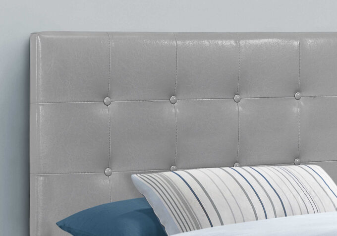 BED - TWIN SIZE / GREY LEATHER-LOOK HEADBOARD ONLY - Image 3