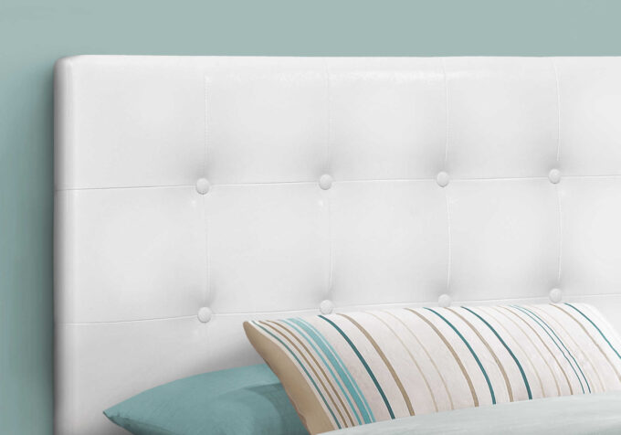 BED - TWIN SIZE / WHITE LEATHER-LOOK HEADBOARD ONLY - Image 2