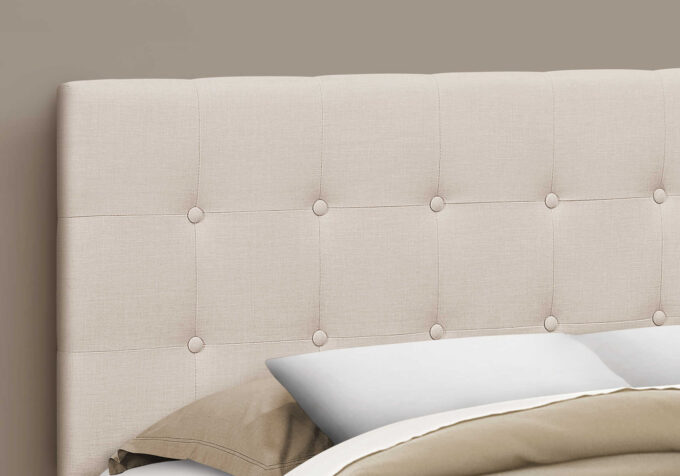 BED - QUEEN SIZE / BEIGE LINEN HEADBOARD ONLY - Image 2