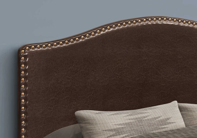 BED - QUEEN SIZE / BROWN LEATHER-LOOK HEADBOARD ONLY - Image 3