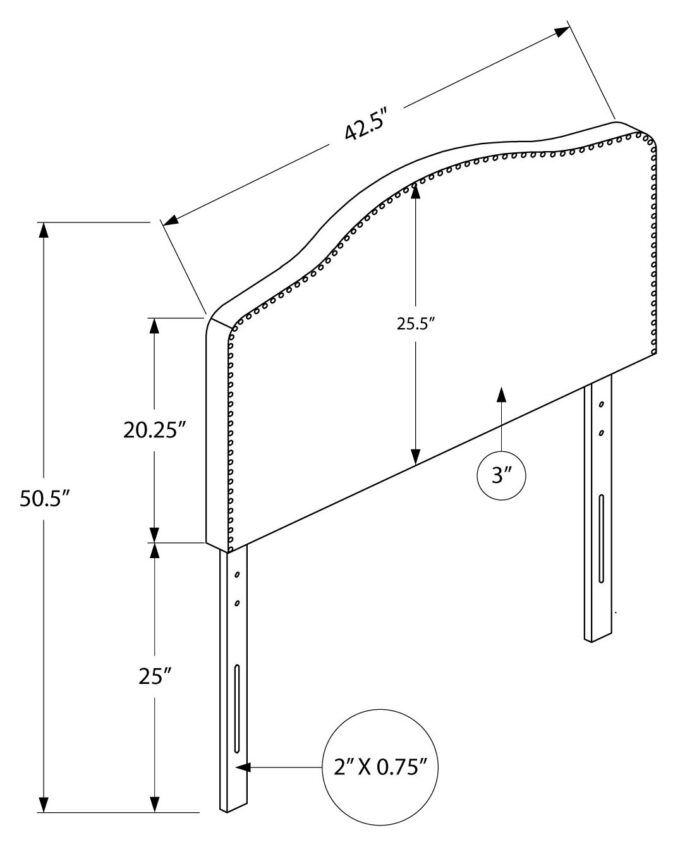 BED - TWIN SIZE / GREY LEATHER-LOOK HEADBOARD ONLY - Image 4