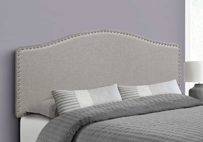 BED - QUEEN SIZE / GREY LINEN HEADBOARD ONLY