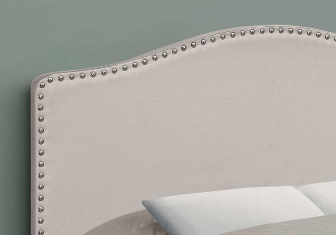 BED - FULL SIZE / BEIGE LINEN HEADBOARD ONLY - Image 2